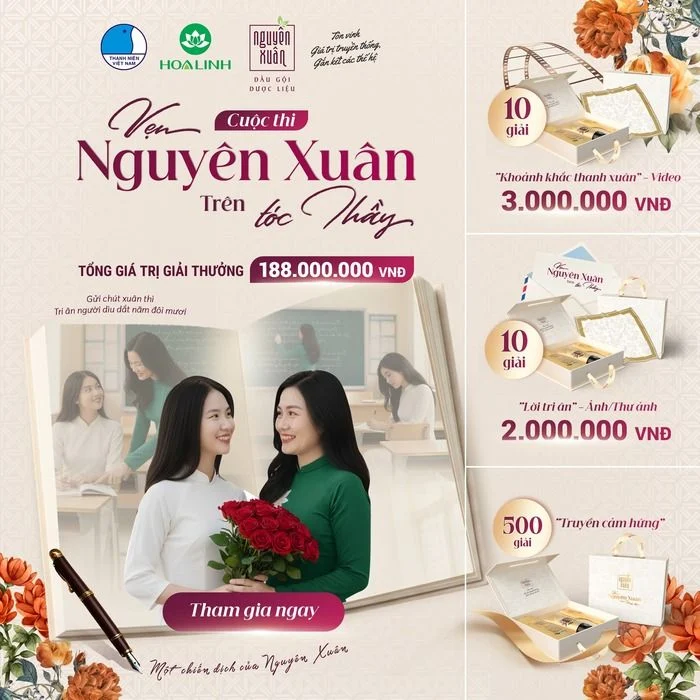 các giải thưởng cuộc thi chiến dịch vẹn nguyên xuân trên tóc thầy